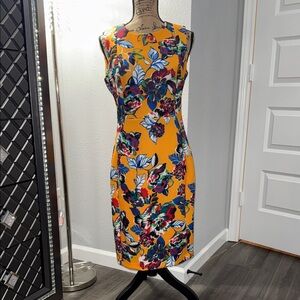 Calvin Klein Yellow Floral Midi Dress